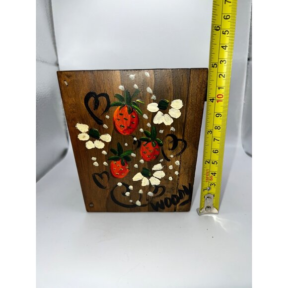 VTG‎ Hand Painted Mini Wooden Basket Painted Flowers & Strawberries Cottagecore - Picture 11 of 13